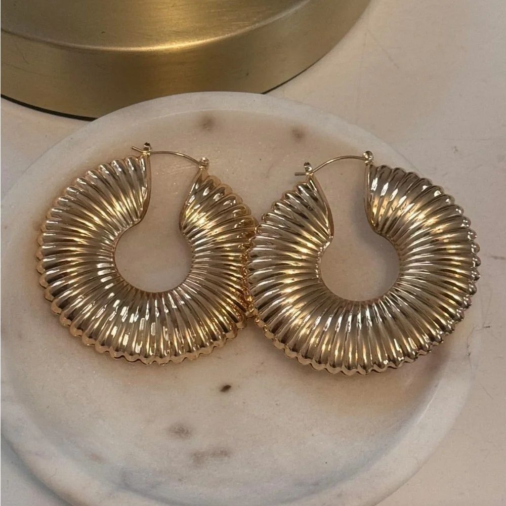 Texture hoops earings - Picture 2 of 2